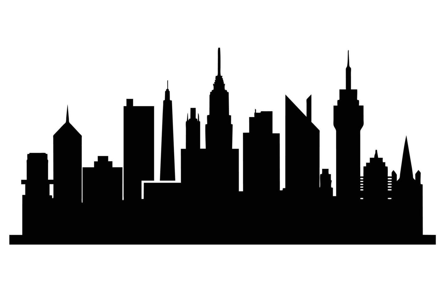 Silhouette City landscape. Modern building architecture Urban cityscape vector