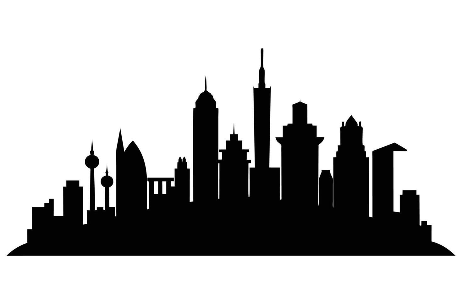 Silhouette City landscape. Modern building architecture Urban cityscape vector
