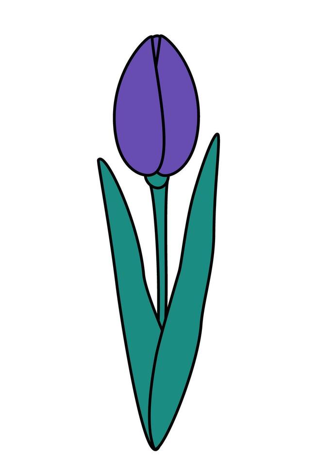 Stylized tulip flower in trendy violet and green. Design element for springtime greetings or cards vector