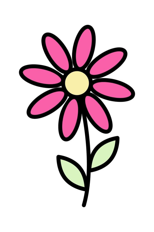 Stylized colorful flower in trendy bright marker shades. Design element for springtime greetings vector