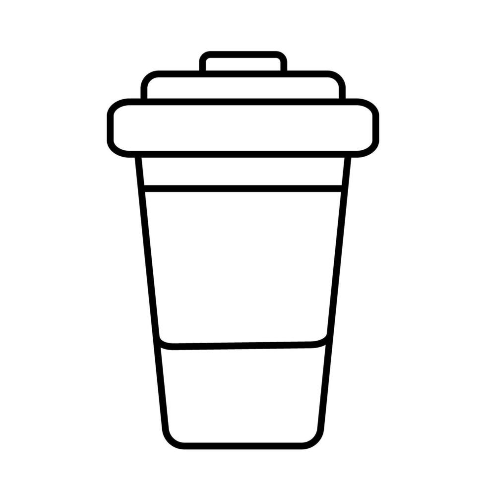 Disposable paper coffee cup. Freehand simple outline drawing. Design concept for card, sticker, icon vector