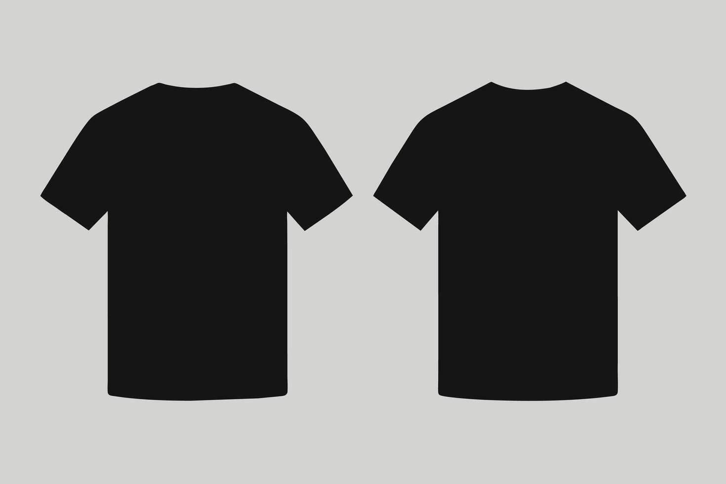 Plain black t-shirt front and back realistic feel vector