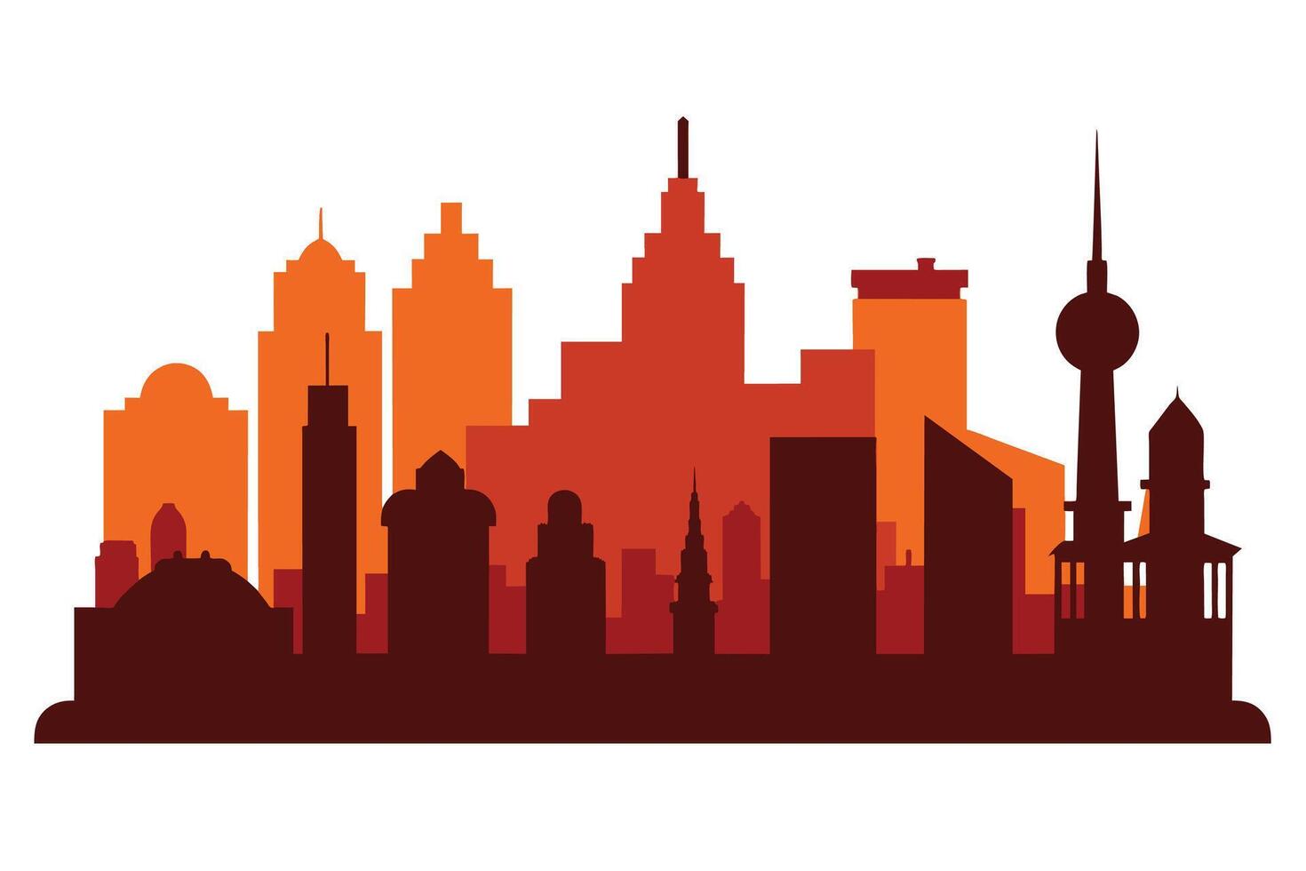 Silhouette City landscape. Modern building architecture Urban cityscape vector