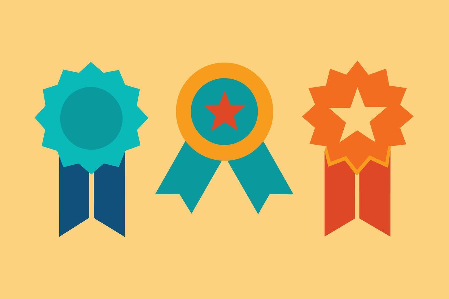 Simple Award Icons with Ribbon design vector
