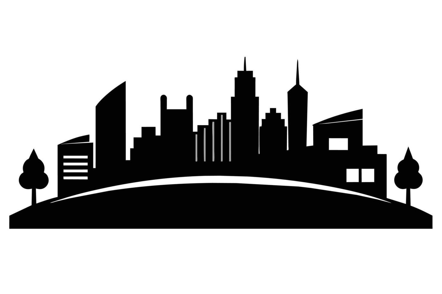 Silhouette City landscape. Modern building architecture Urban cityscape vector
