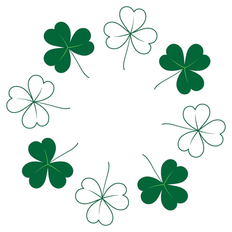 Abstract shamrock frame with top and bottom border in trendy green. Concept for St. Patrick greeting vector