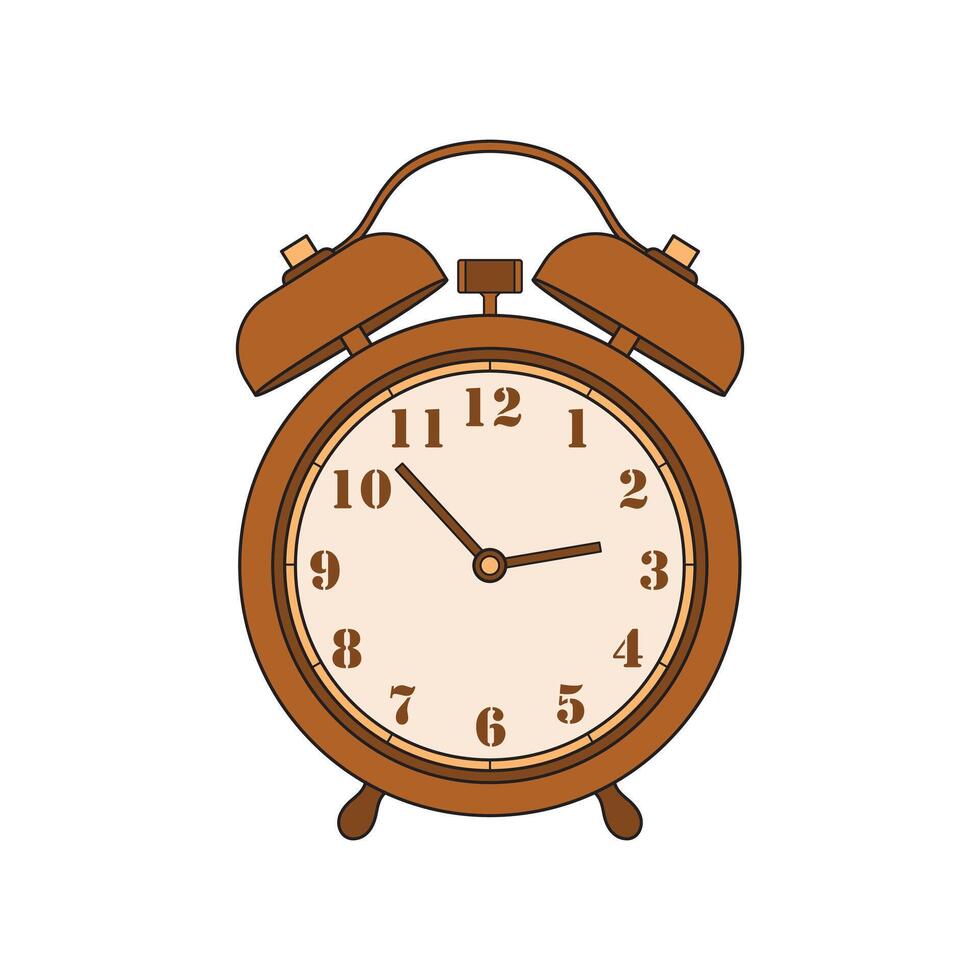 Kids drawing cartoon illustration retro alarm clock icon Isolated on White vector