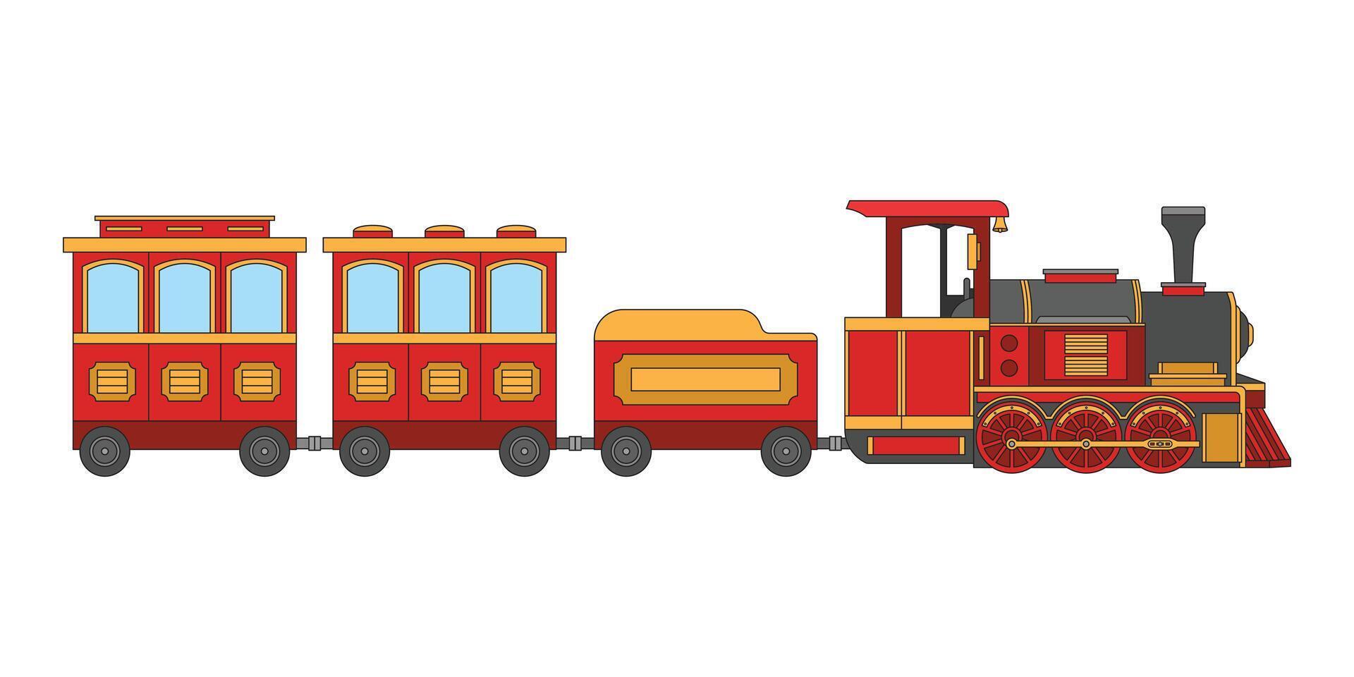 Kids drawing cartoon illustration steam train icon Isolated on White vector