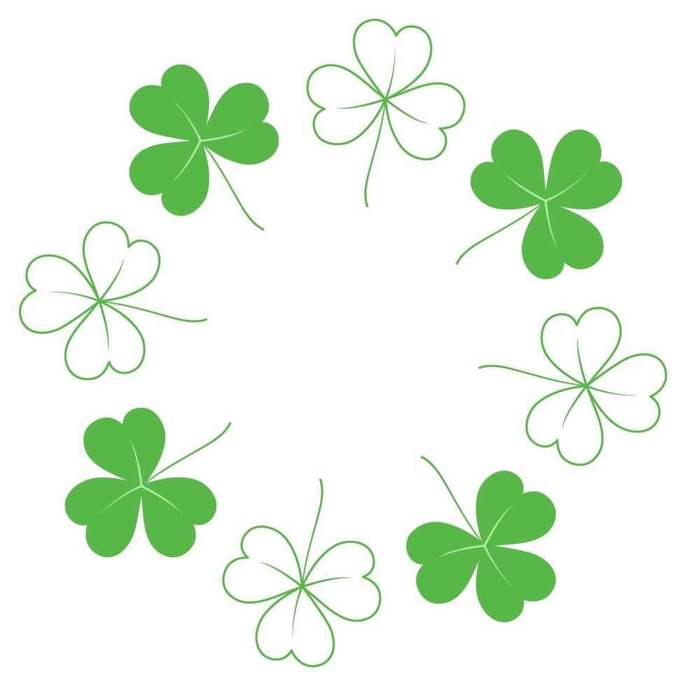 Abstract shamrock frame with top and bottom border in trendy green. Concept for St. Patrick greeting vector