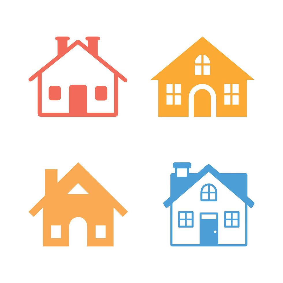 House icon set on white background. illustration in trendy flat style vector