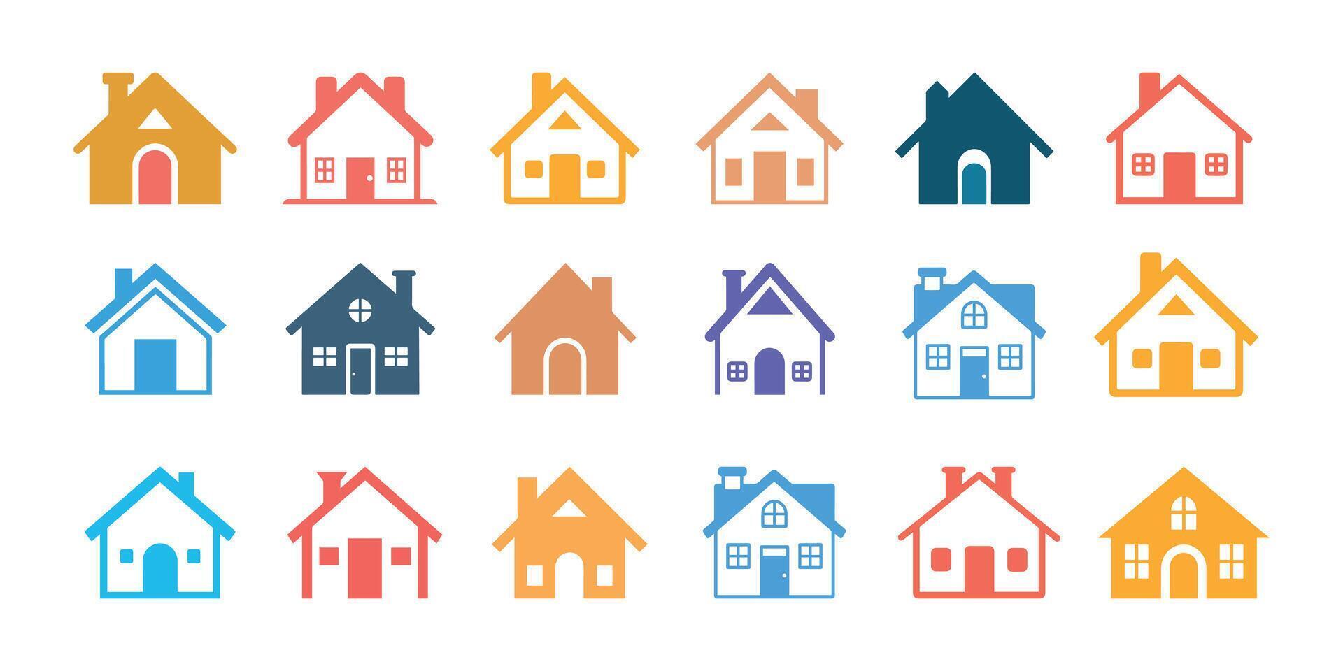 conjunto de casa iconos ilustración en plano estilo vector