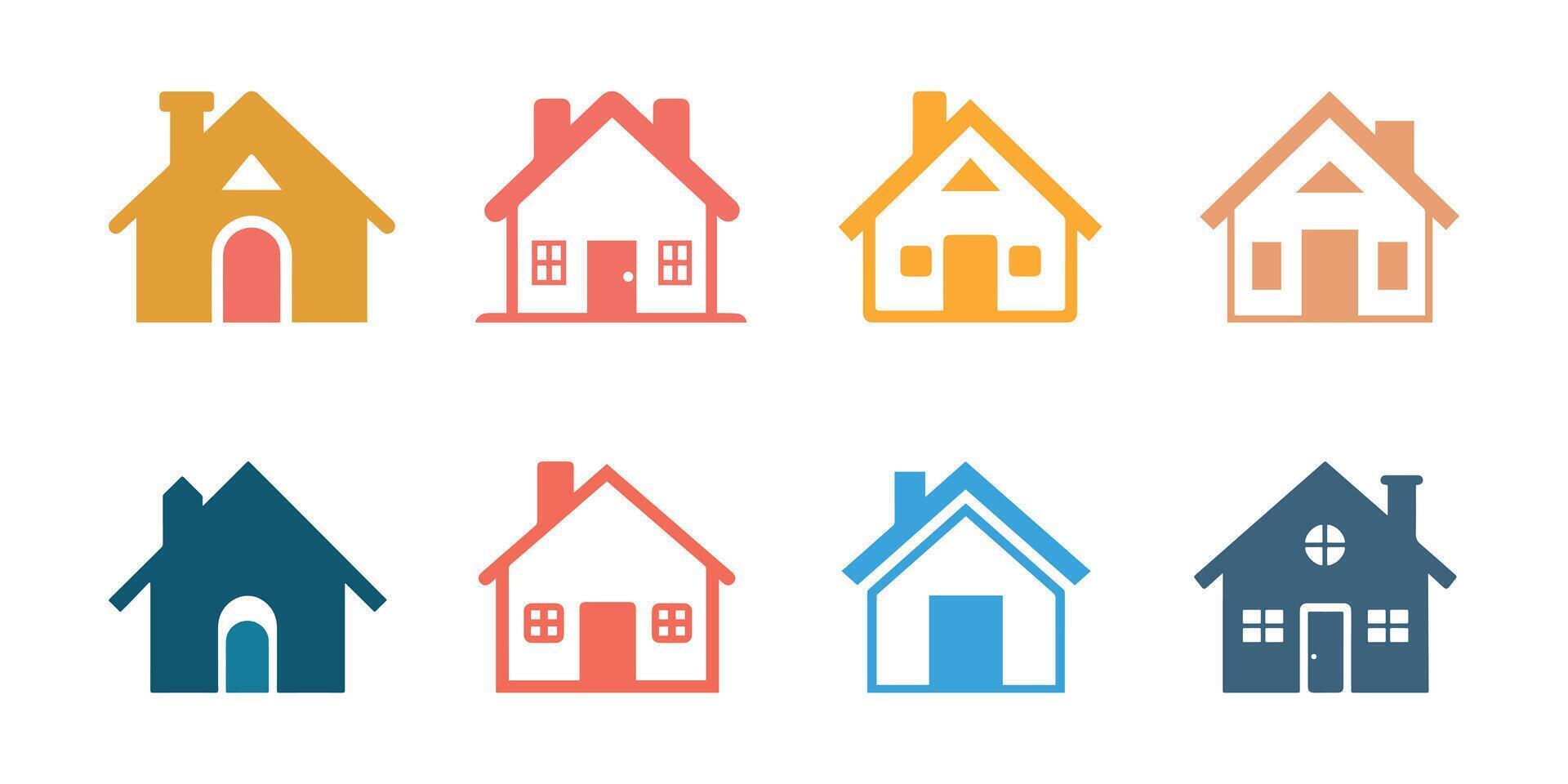 Set of House icons. illustration in flat style vector
