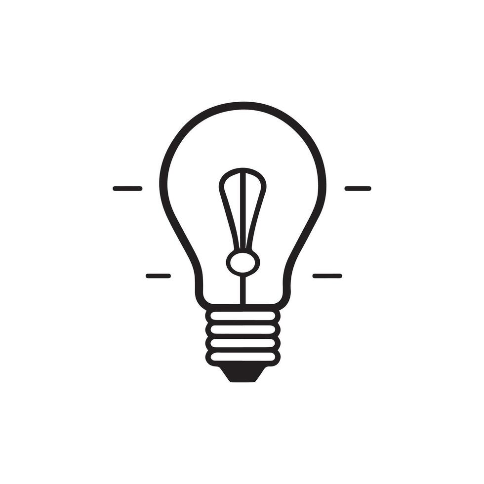 Light bulb icon. Black outline Light bulb icon on white background. illustration vector