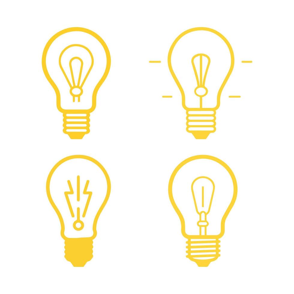 Set of Light bulb icons. illustration in flat style vector