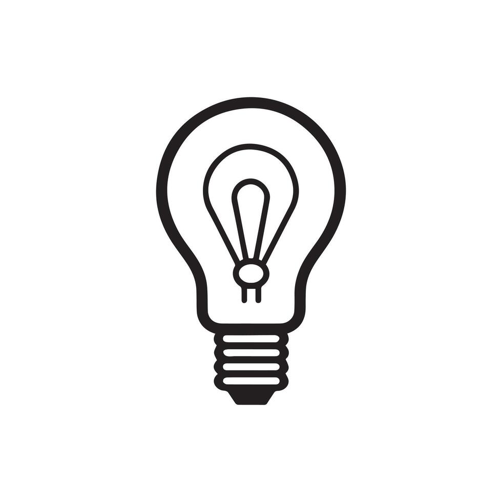 Light bulb icon. Black outline Light bulb icon on white background. illustration vector