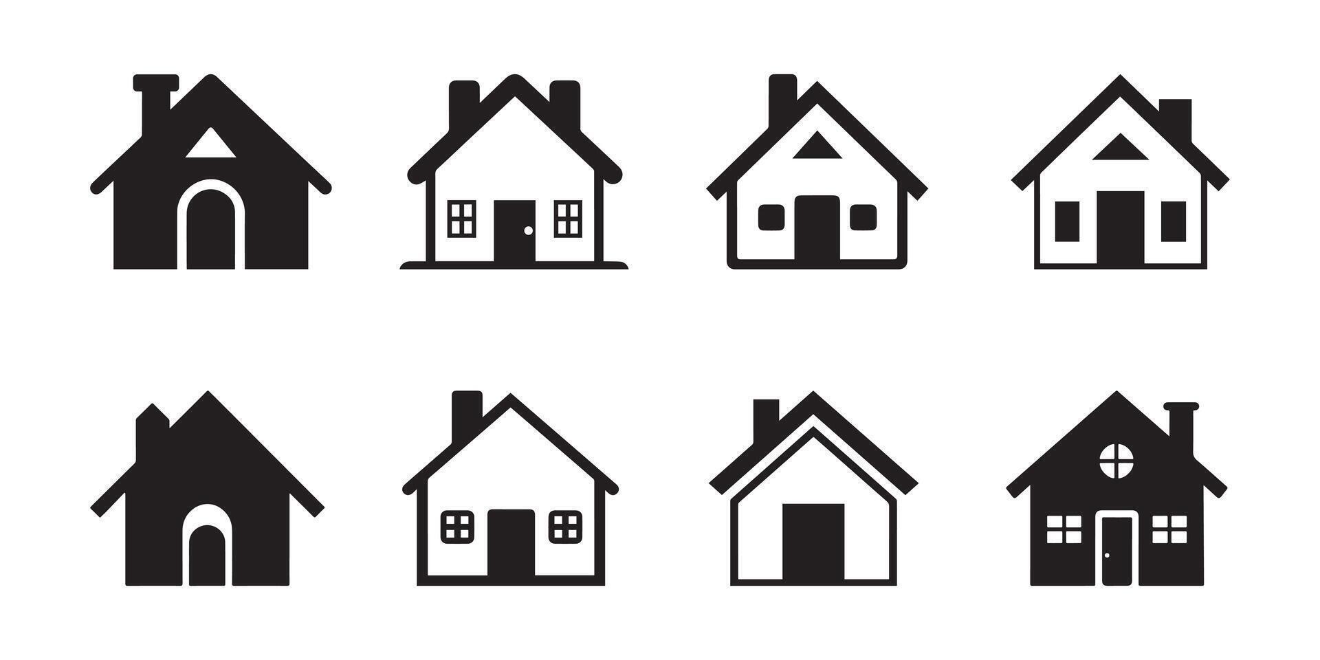 House icon set. Black House icon set on white background. illustration vector