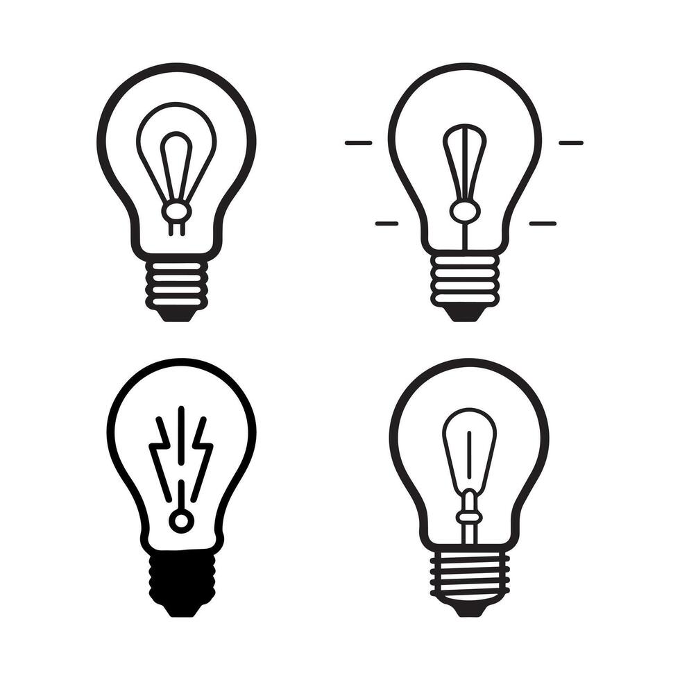 Light bulb icon set. Black Light bulb icon set on white background. illustration vector