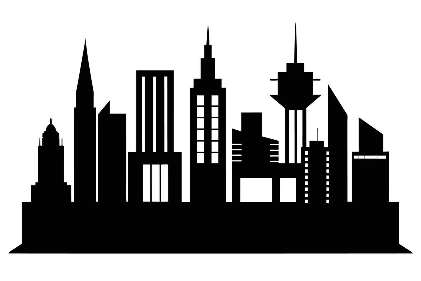 Silhouette City landscape. Modern building architecture Urban cityscape vector