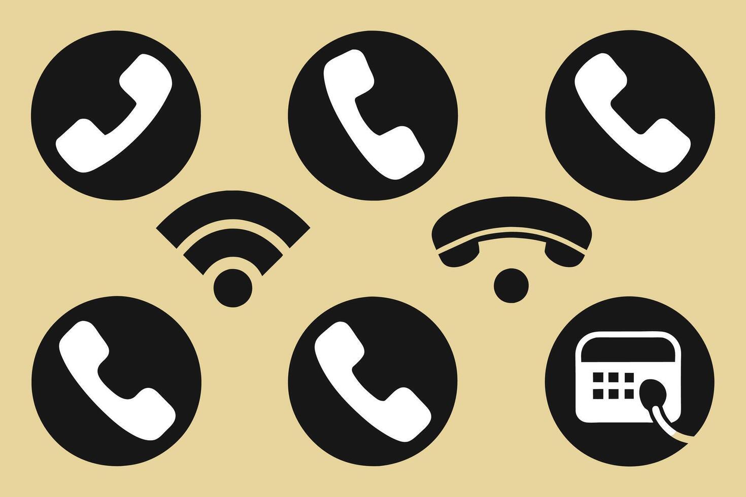 Phone icon collection. Simple black and white telephone call symbol vector