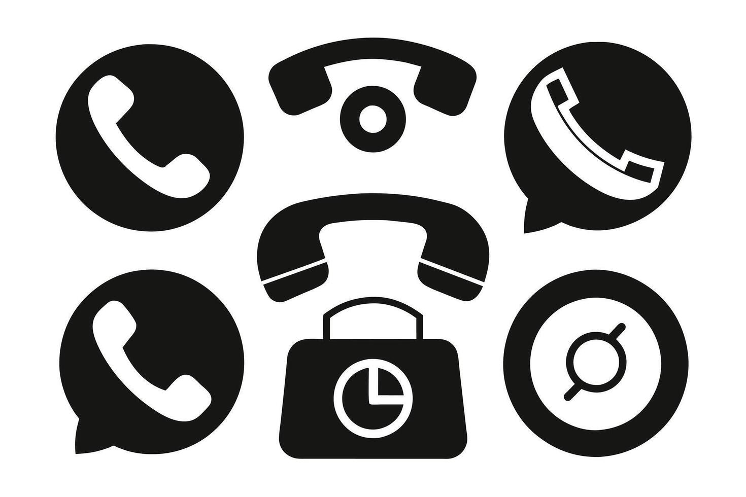 Phone icon collection. Simple black and white telephone call symbol vector