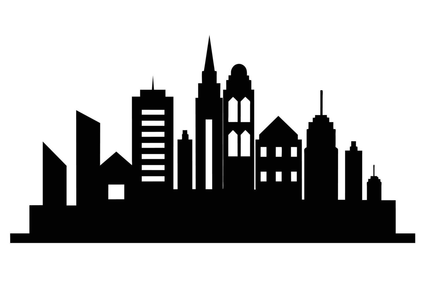 Silhouette City landscape. Modern building architecture Urban cityscape vector