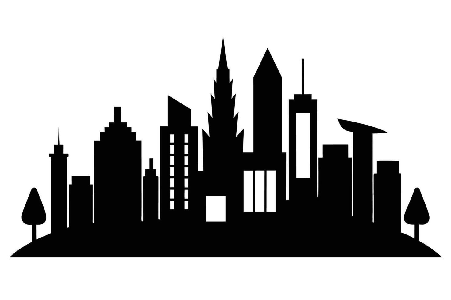 Silhouette City landscape. Modern building architecture Urban cityscape vector