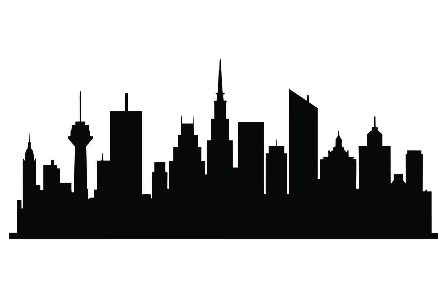 Silhouette City landscape. Modern building architecture Urban cityscape vector