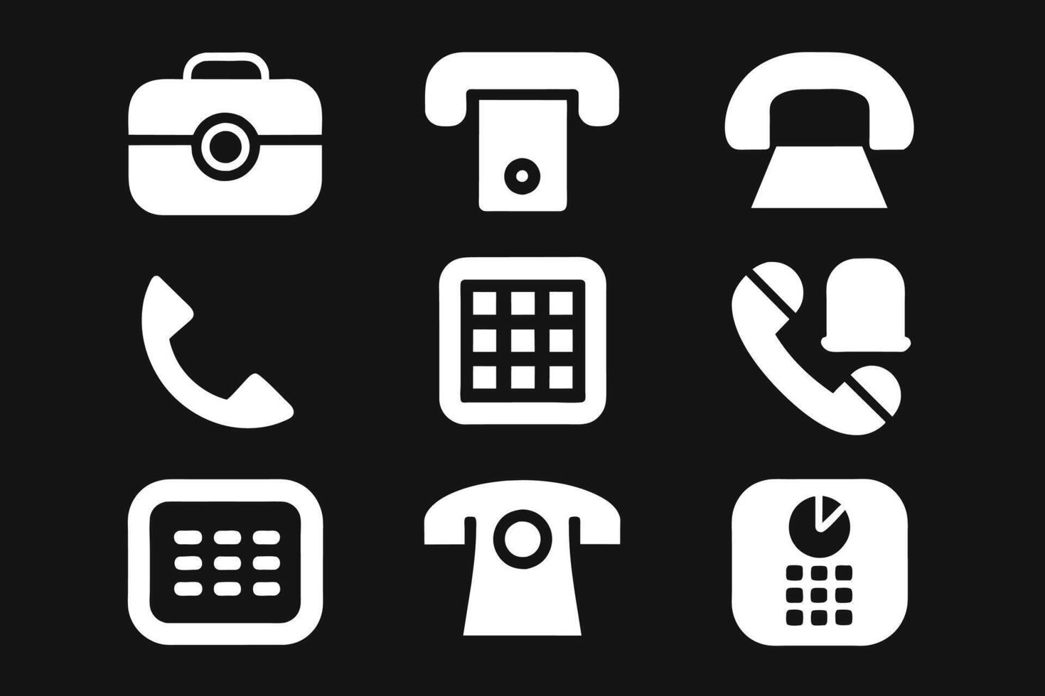 Phone icon collection. Simple black and white telephone call symbol vector