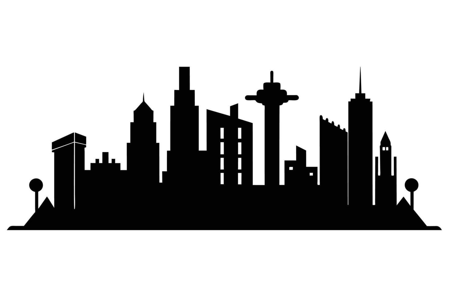 Silhouette City landscape. Modern building architecture Urban cityscape vector