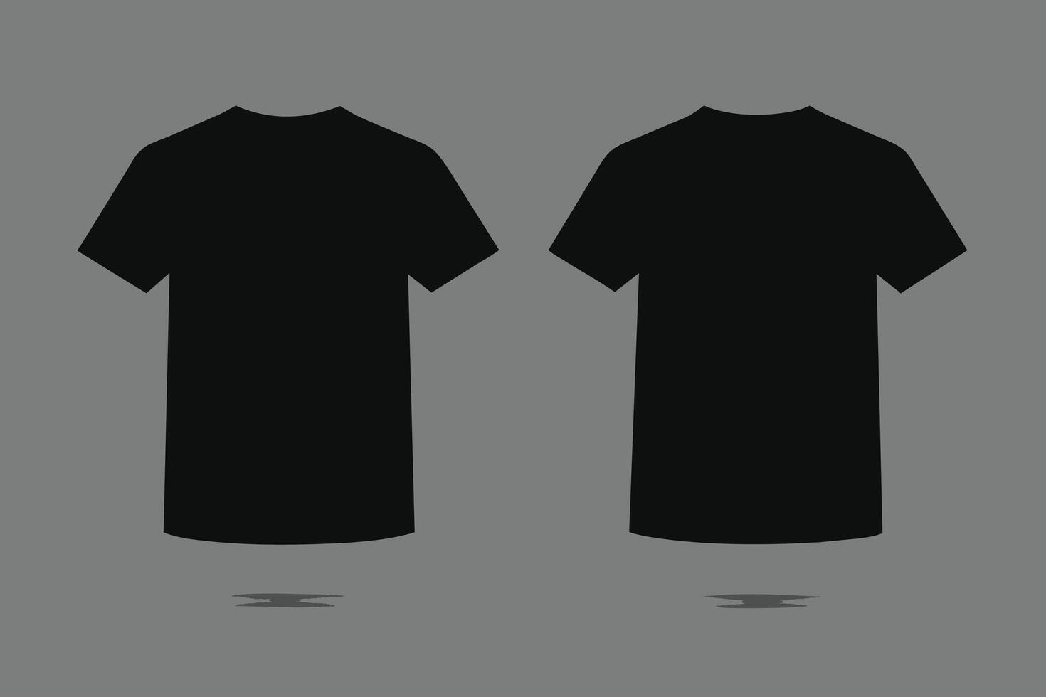 Plain black t-shirt front and back realistic feel vector