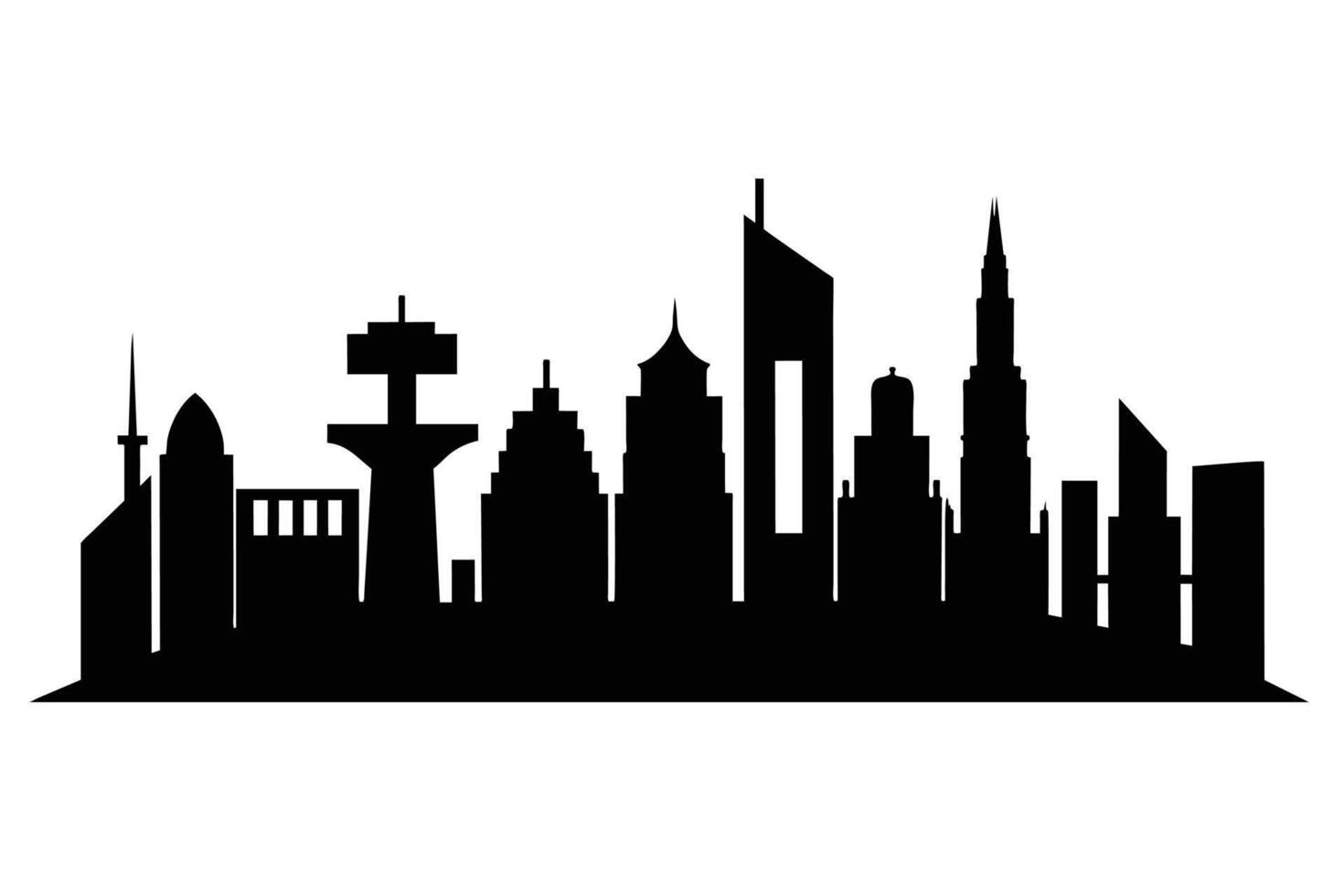 Silhouette City landscape. Modern building architecture Urban cityscape vector