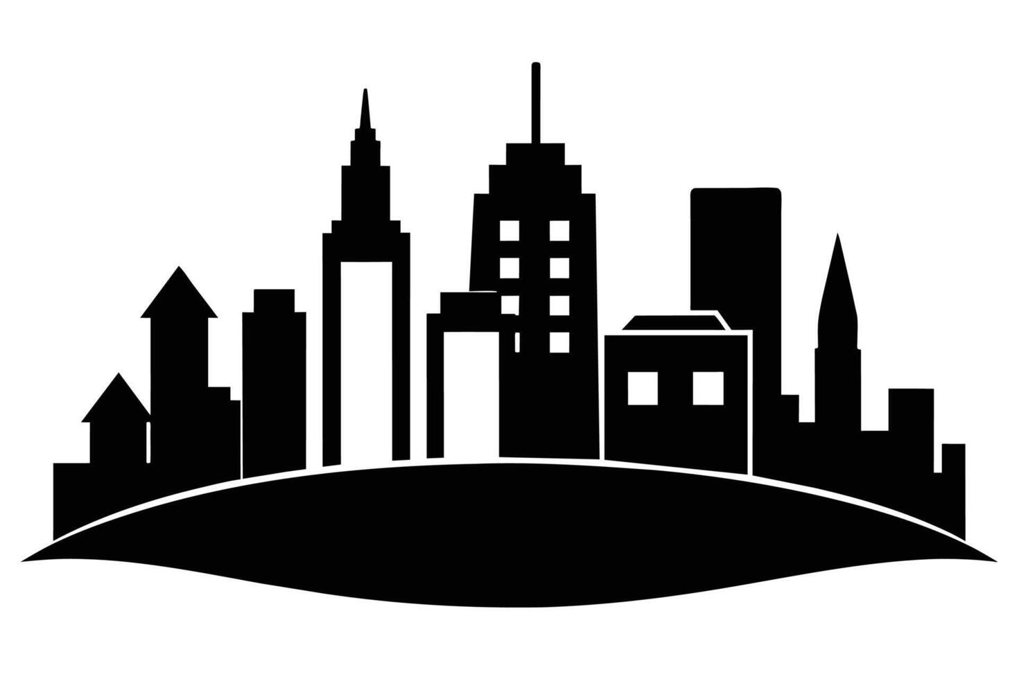 Silhouette City landscape. Modern building architecture Urban cityscape vector