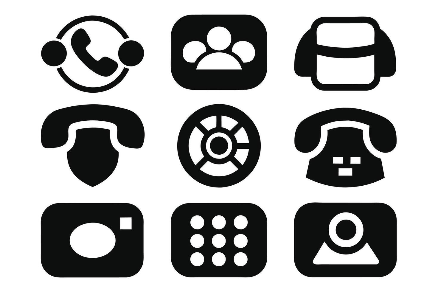 Phone icon collection. Simple black and white telephone call symbol vector