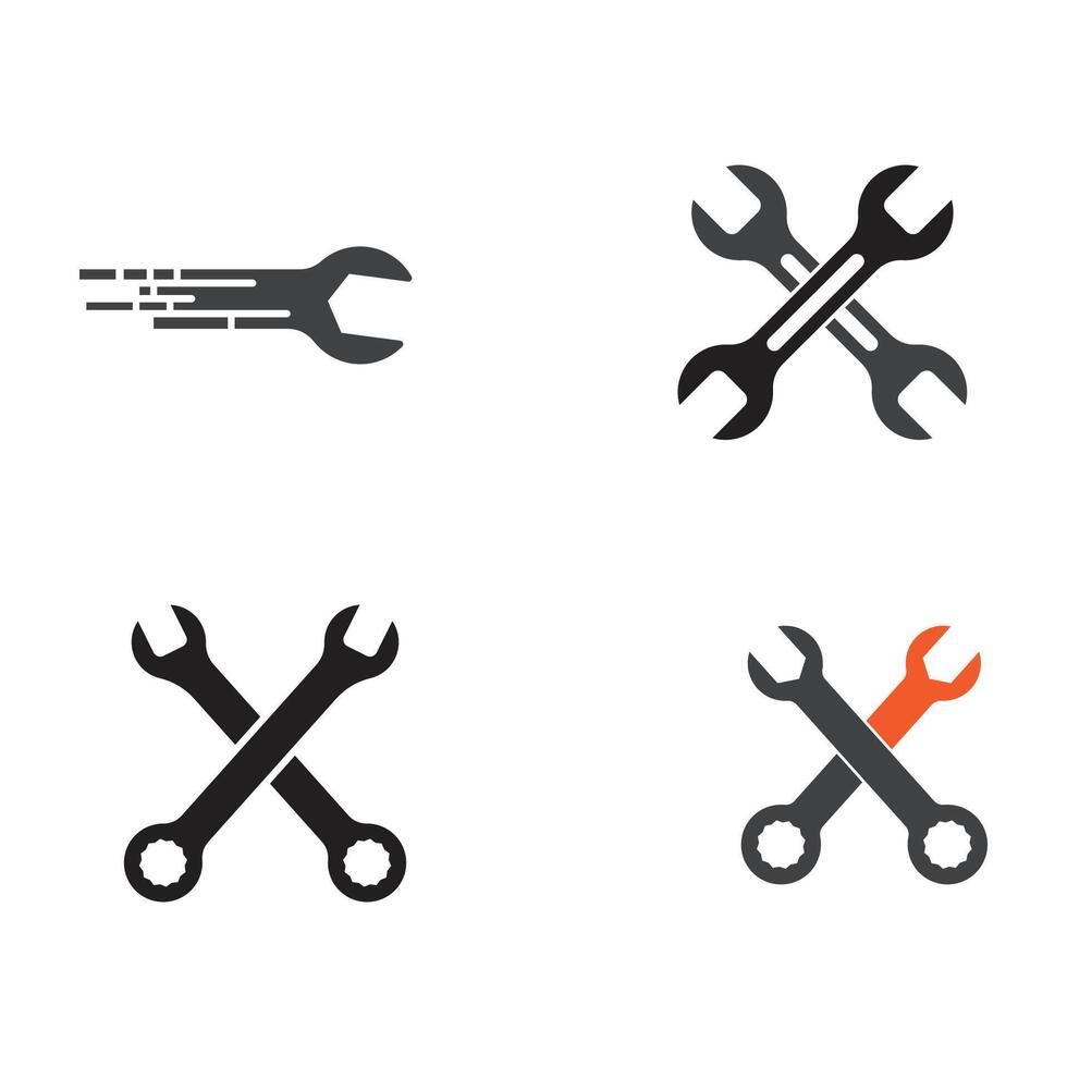 llave inglesa logo plano símbolo diseño vector