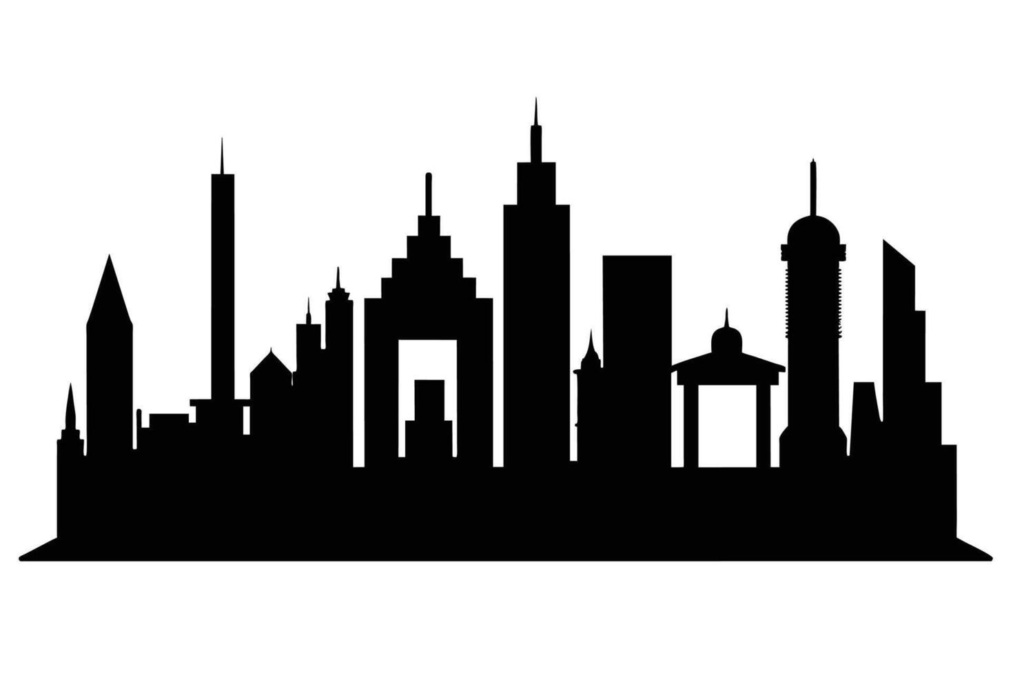 Silhouette City landscape. Modern building architecture Urban cityscape vector