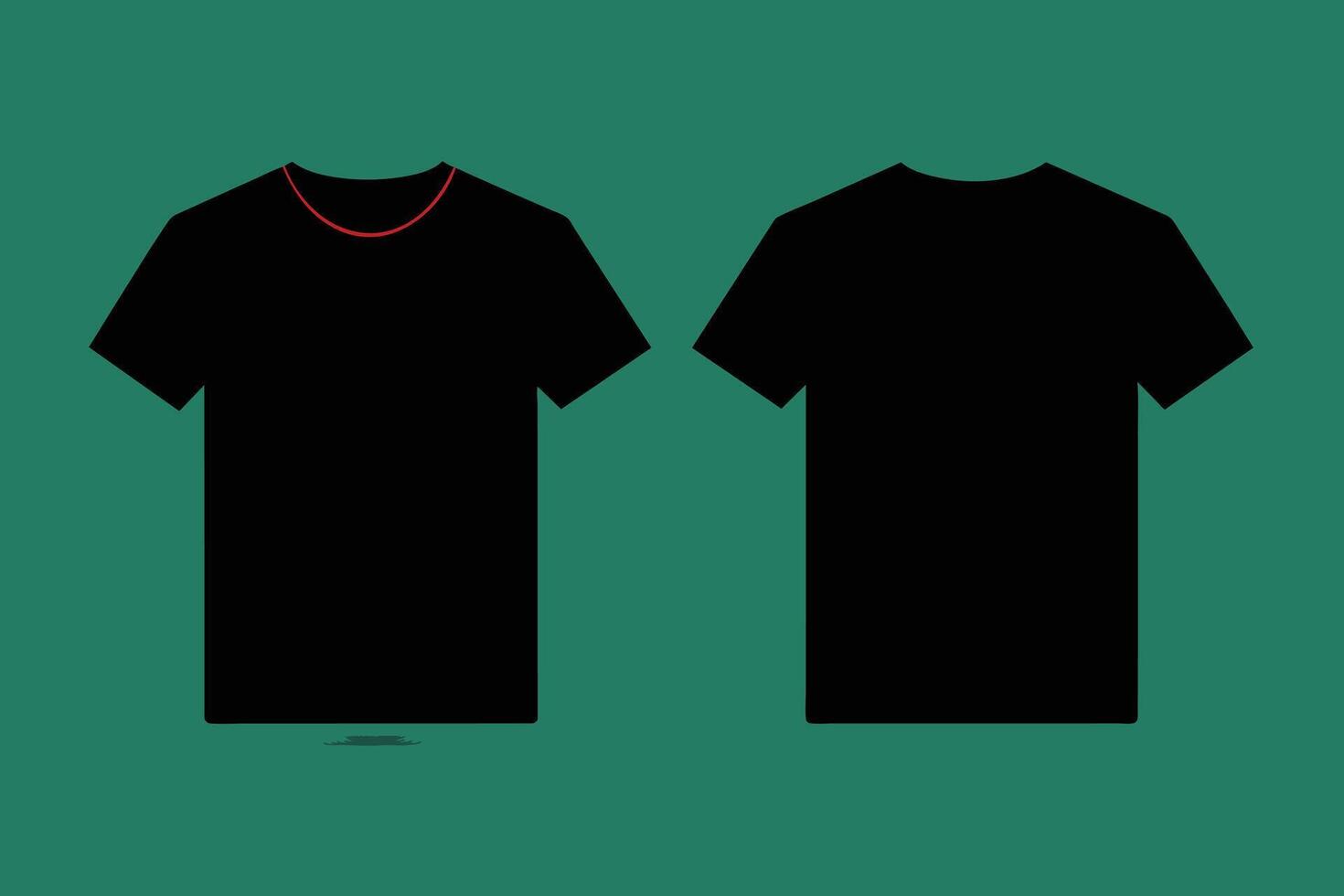 Plain black t-shirt front and back realistic feel vector