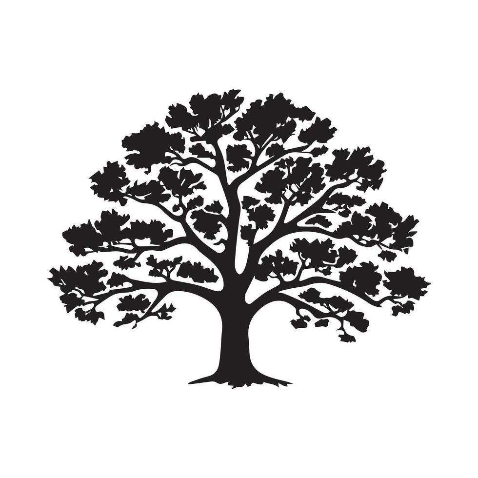 negro árbol icono aislado en blanco antecedentes. ilustración. vector