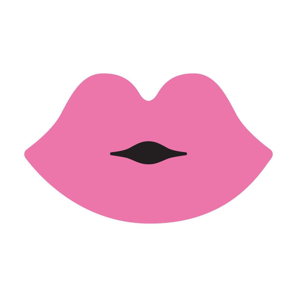 Pink female lips, cartoon style. Trendy modern illustration isolated on white background, hand drawn, flat design vector