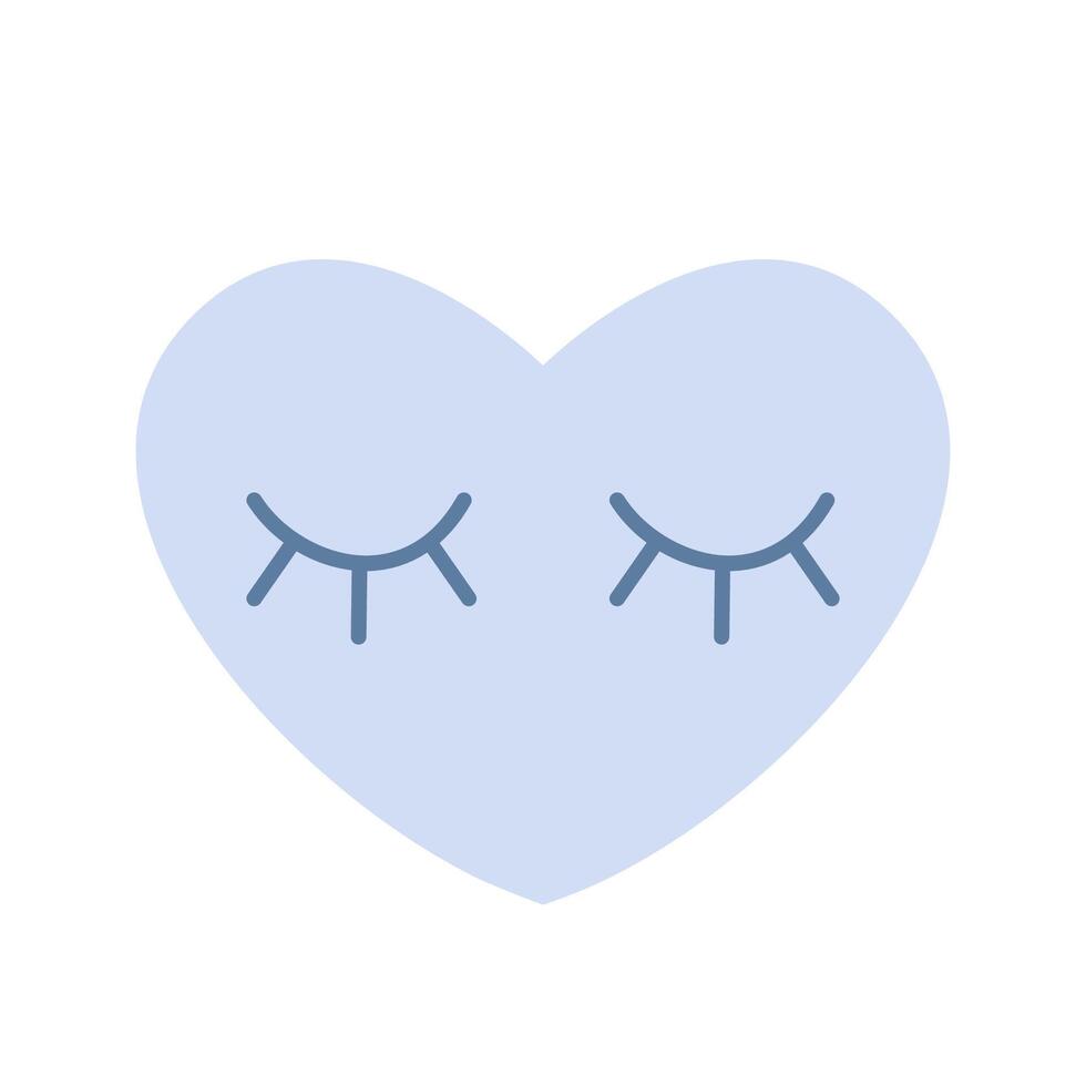Cute sleeping heart with closed eyes, healthy sleep icon. Trendy modern illustration isolated on white background, hand drawn, flat design vector