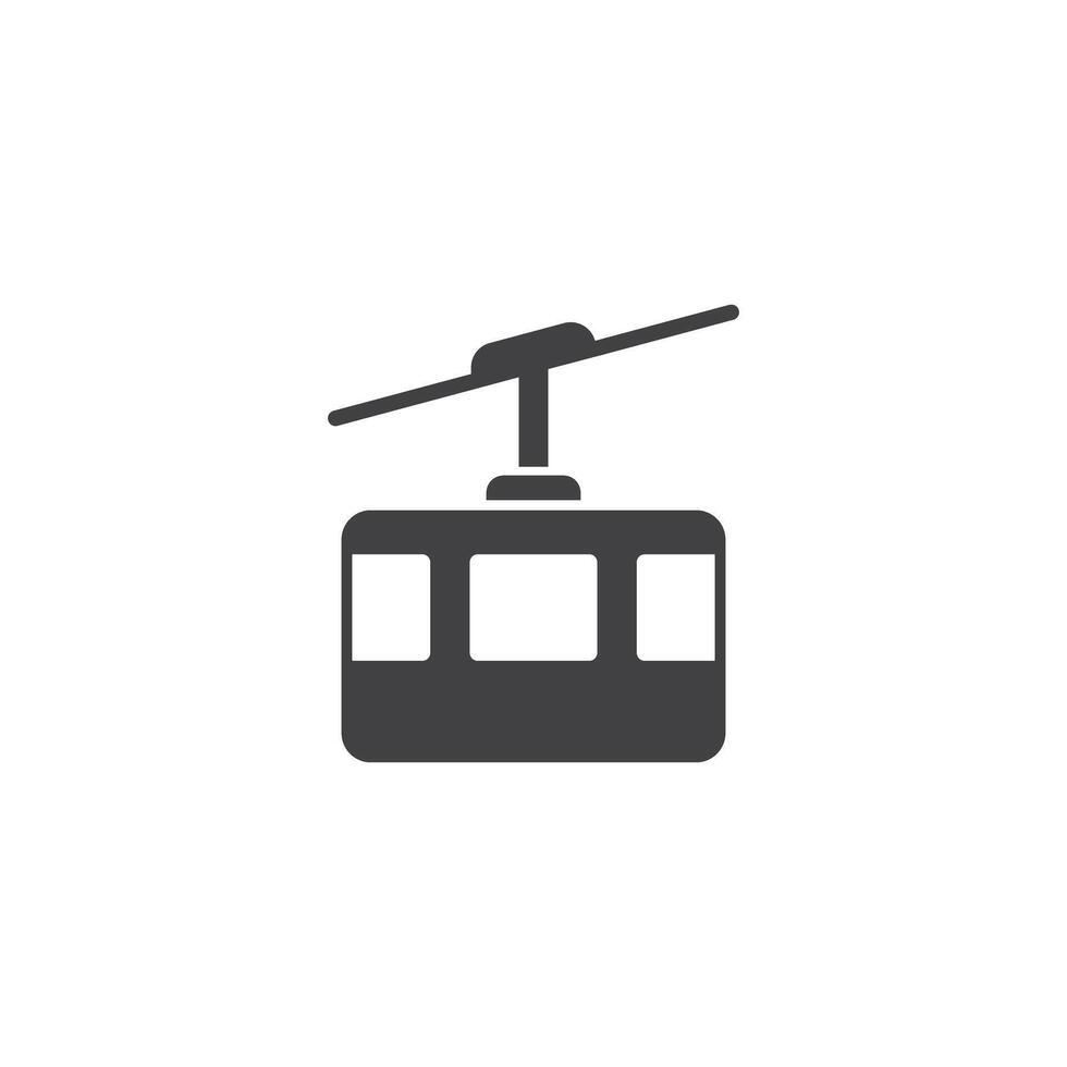 Ski cable car in flat style. Funicular illustration on isolated background. Gondola sign business concept. vector