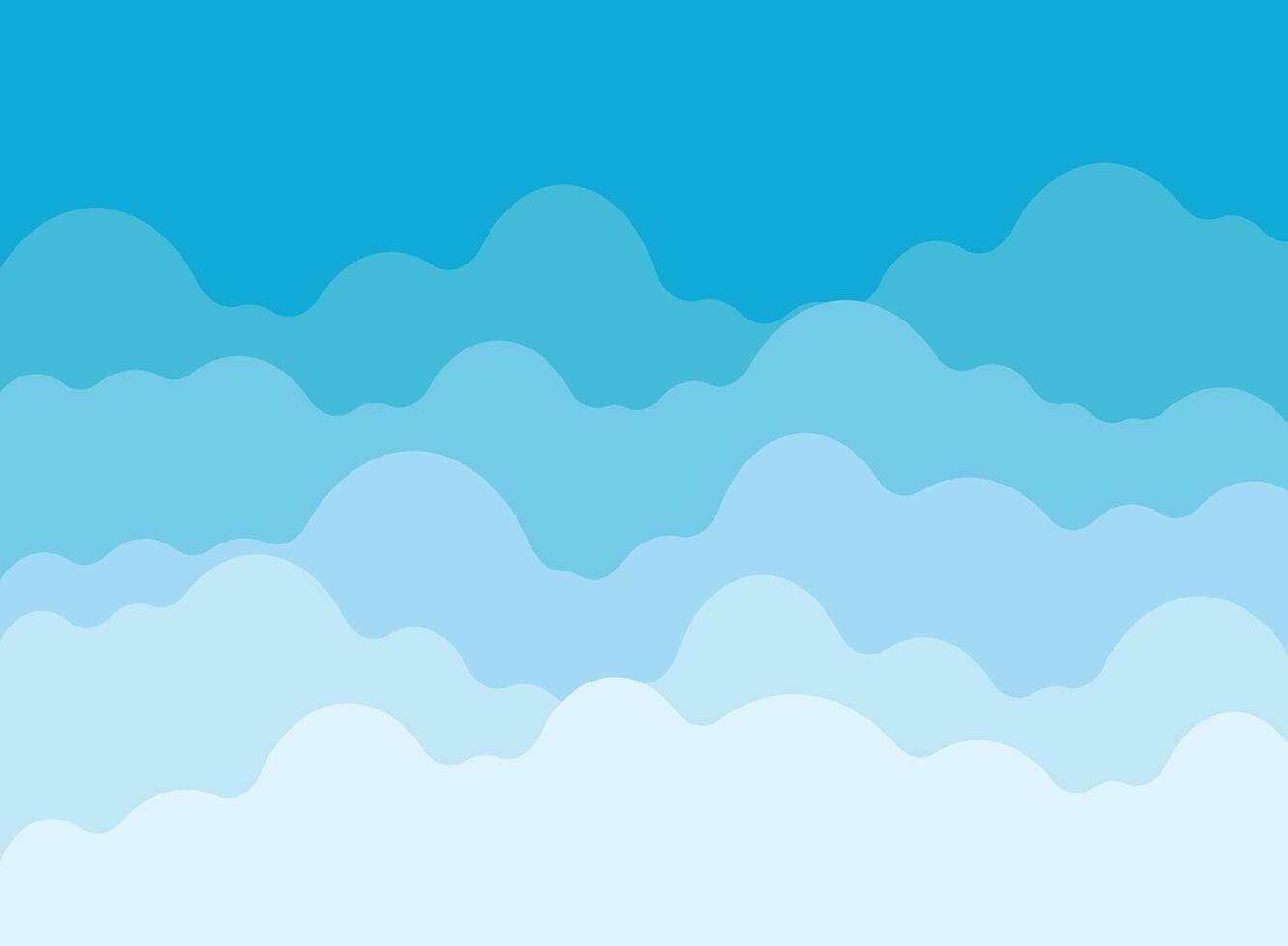 Blue sky with white clouds in flat style. Airy atmosphere illustration on isolated background. Nature sign business concept. vector