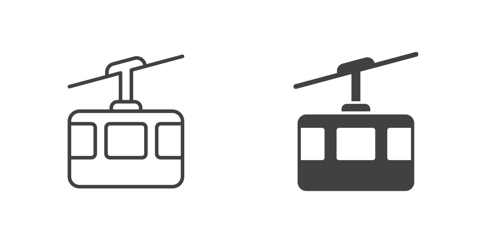 Ski cable car in flat style. Funicular illustration on isolated background. Gondola sign business concept. vector