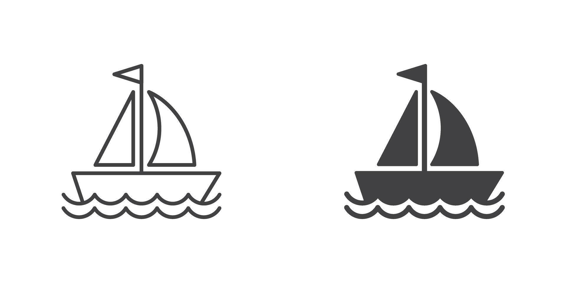 velero icono en plano estilo. Embarcacion ilustración en aislado antecedentes. transporte firmar negocio concepto. vector