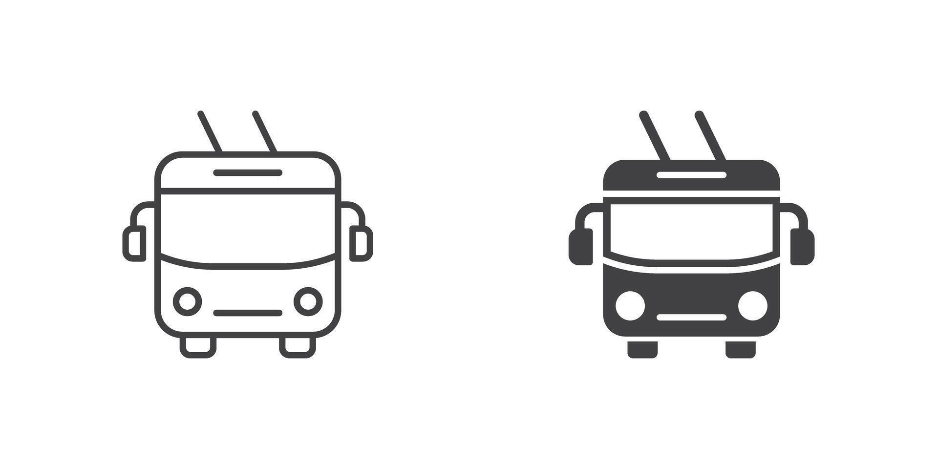 Trolleybus icon in flat style. Electric bus illustration on isolated background. Transport sign business concept. vector