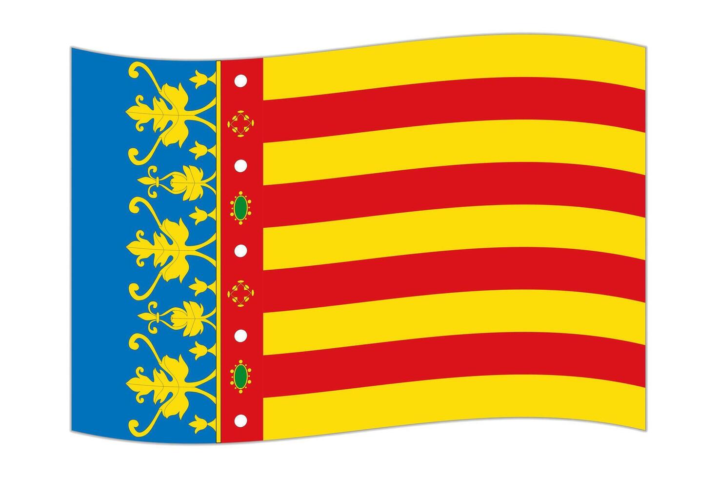 Waving flag of Valencian Community, administrative division of Spain. illustration. vector