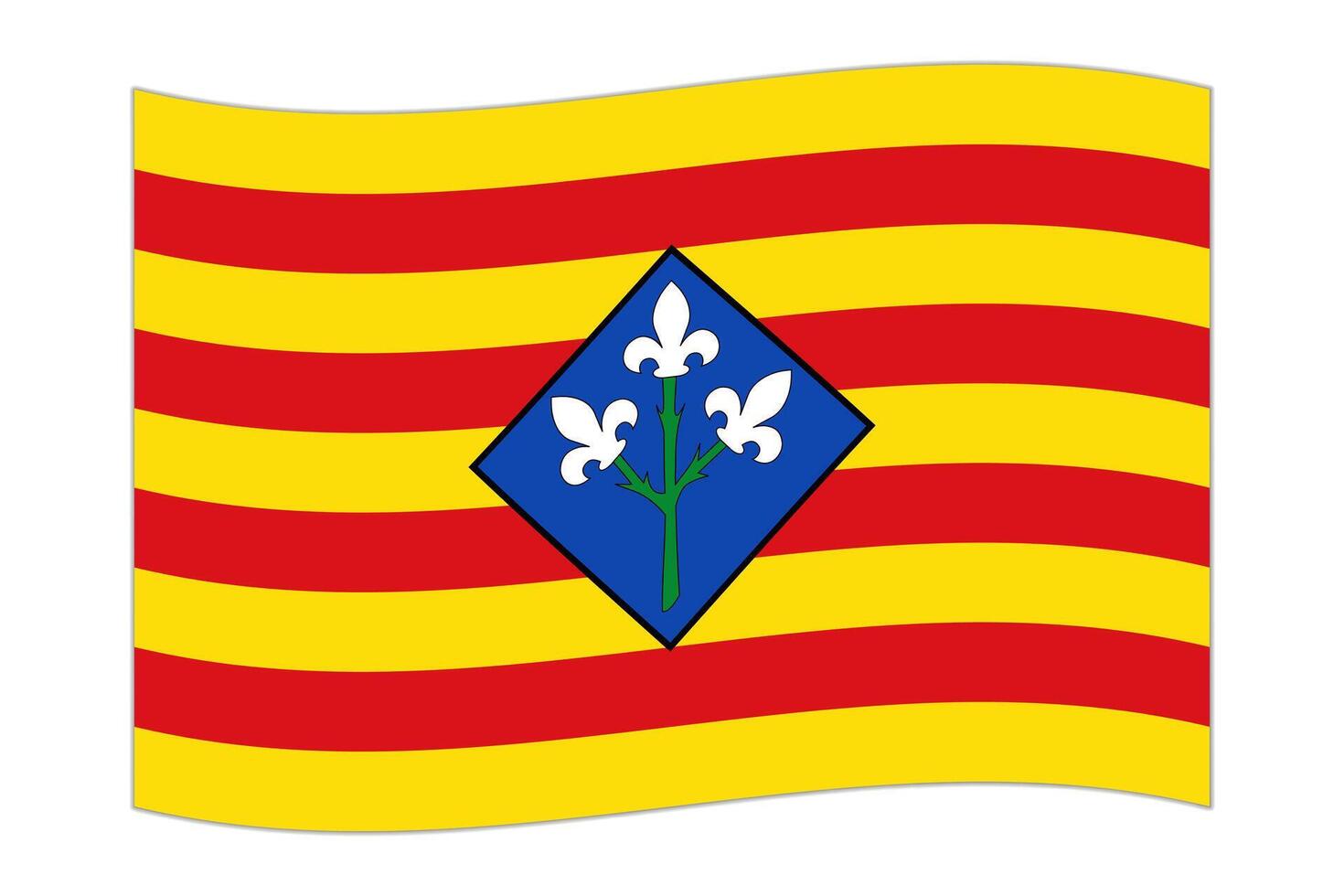 Waving flag of Lleida, administrative division of Spain. illustration. vector