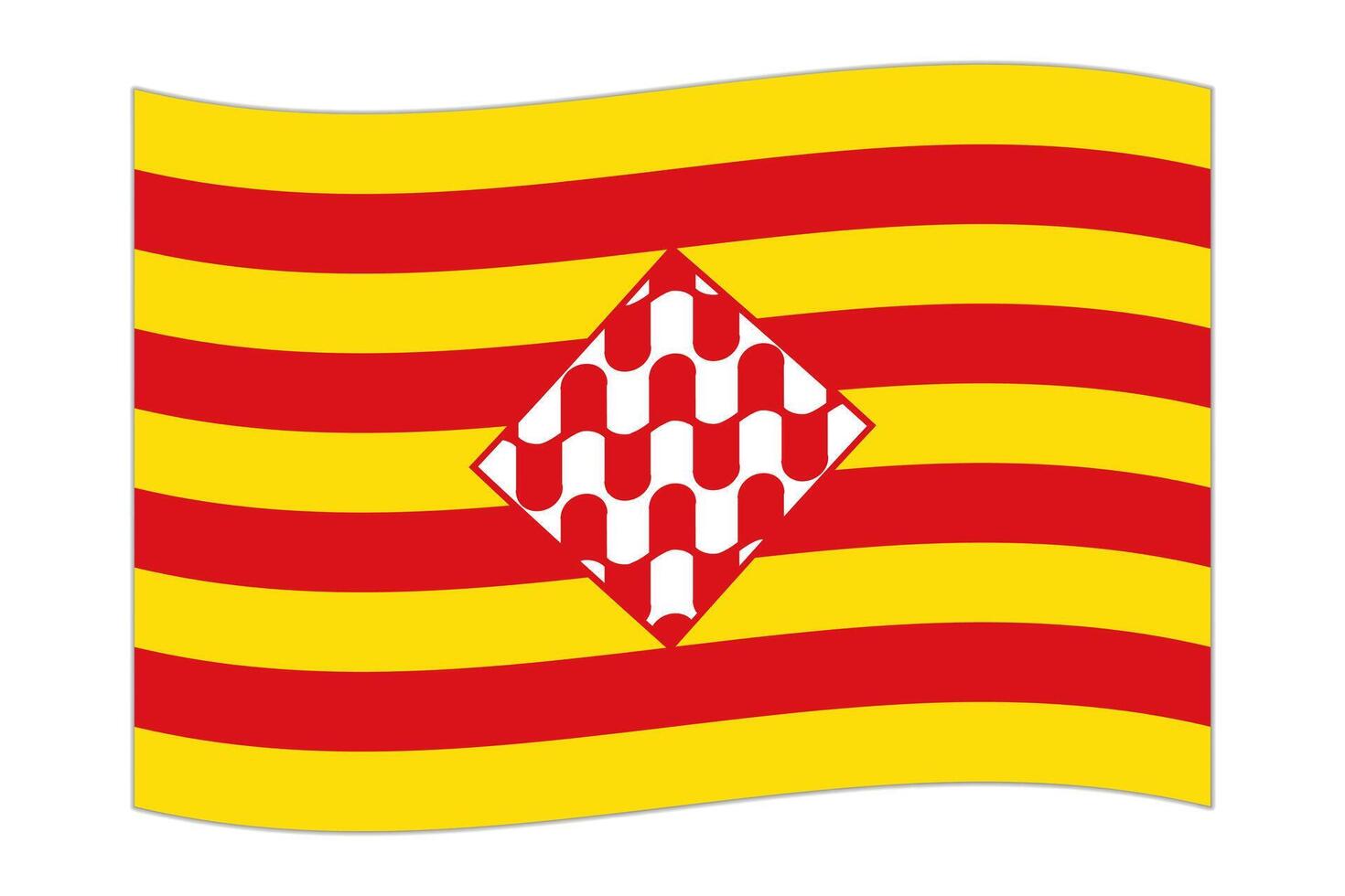 Waving flag of Girona, administrative division of Spain. illustration. vector