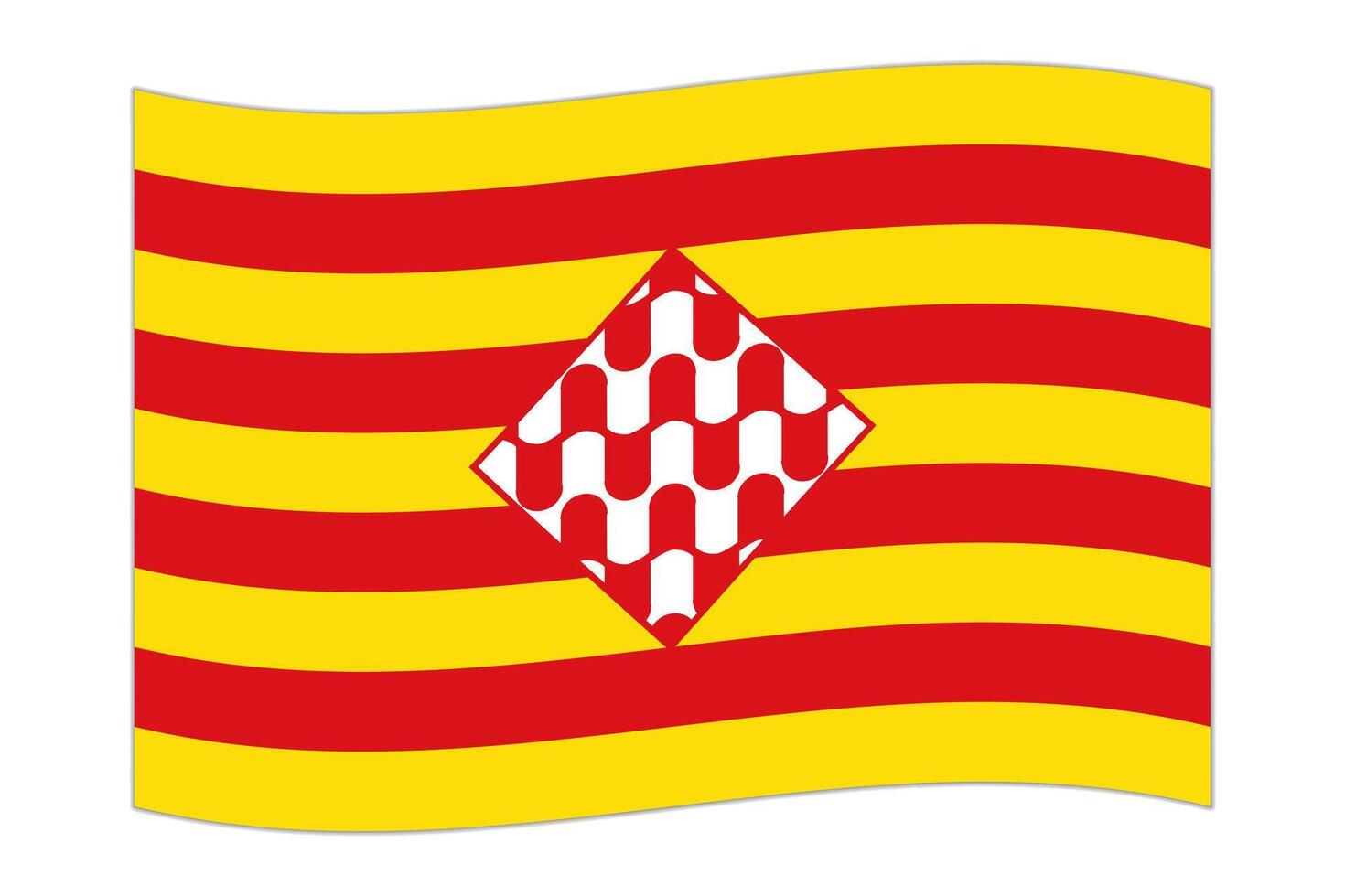 Waving flag of Girona, administrative division of Spain. illustration. vector