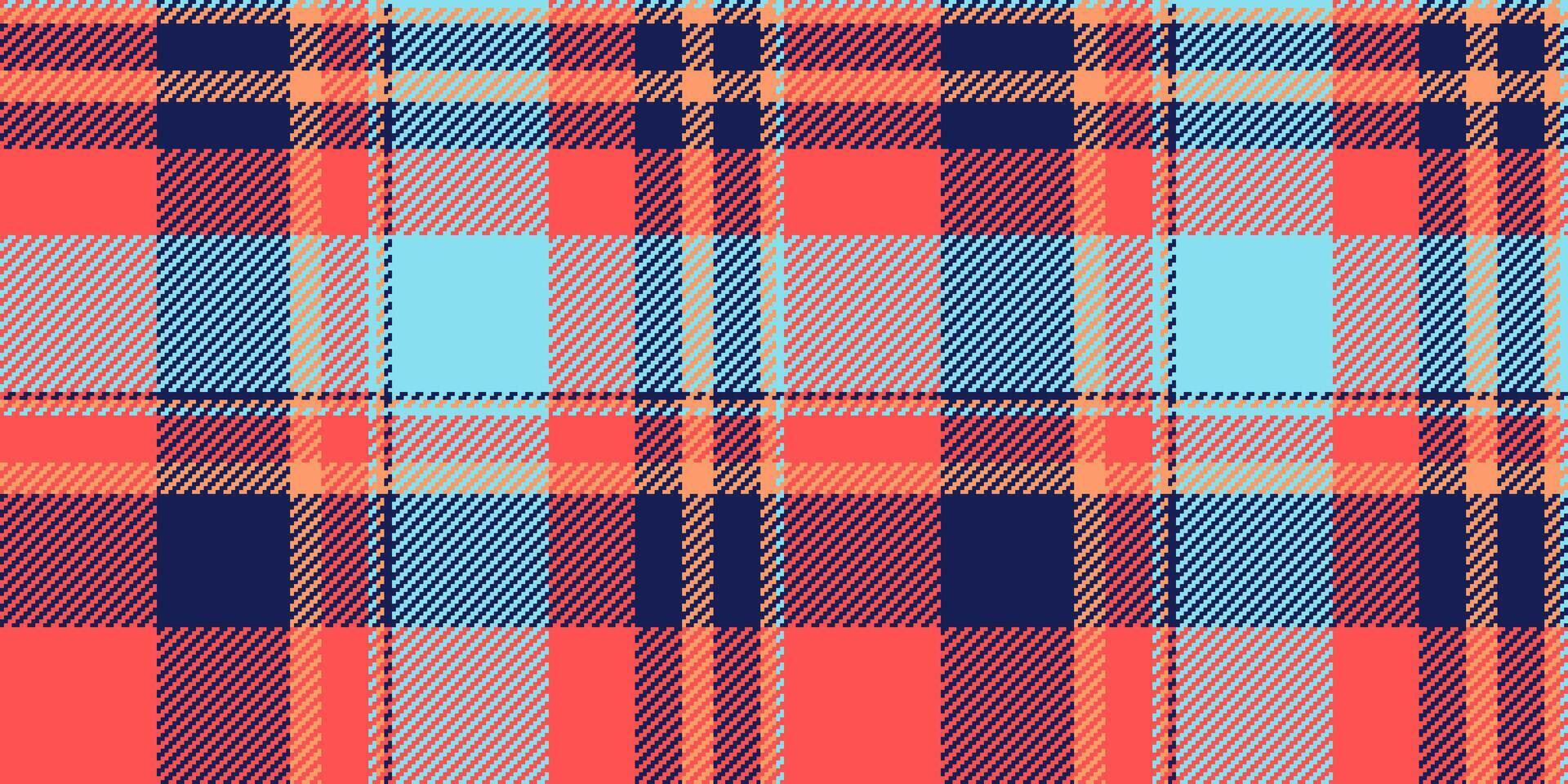 sesenta tela sin costura fondo, arriba tartán textura textil. icónico modelo cheque tartán en rojo y azul colores. vector