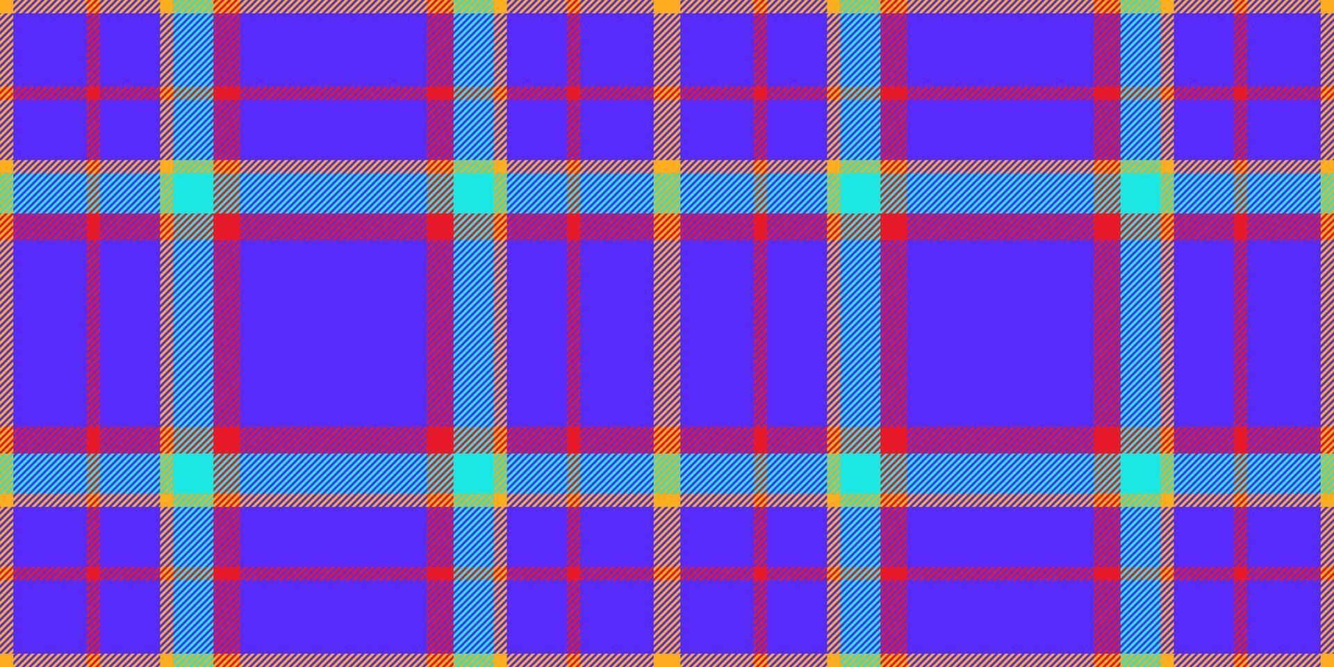 Vivid fabric tartan seamless, postcard plaid pattern texture. Poster textile check background in indigo and red colors. vector